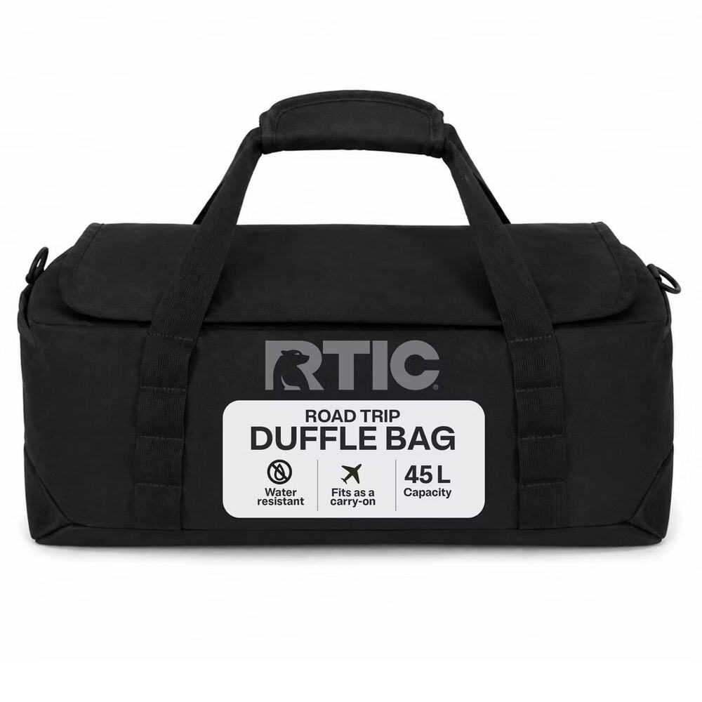 RTIC Road Trip Medium Duffle Bag Black Water & Abrasion-Resistant 45L Brand New